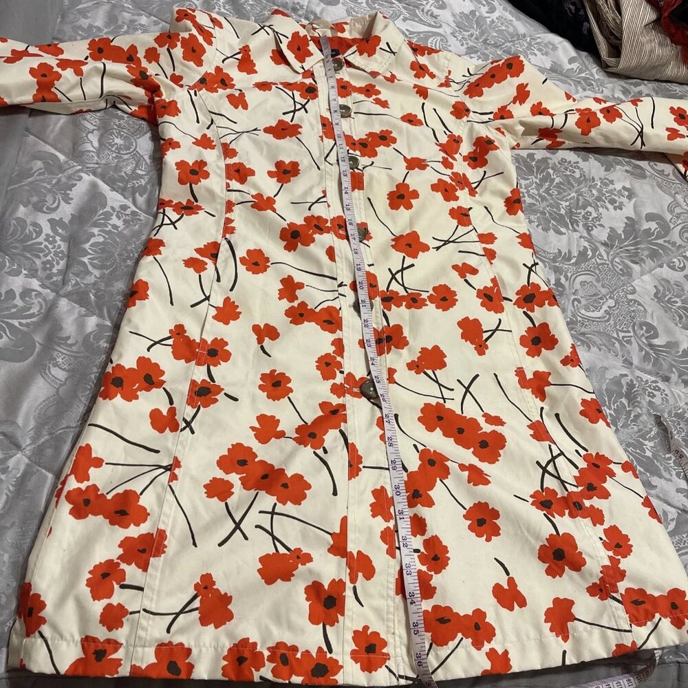 Lands End - Rain Coat Red Poppy Mac Size S 38” Shower Proof +Pack away Bag - Picture 9 of 11